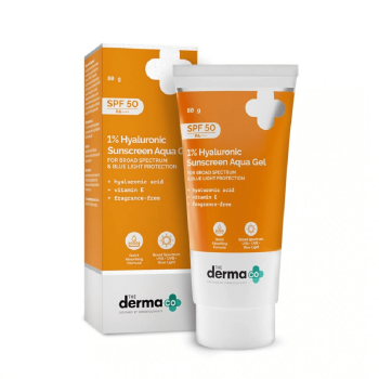 Derma Co 1% Hyaluronic Sunscreen Aqua Gel With Spf 50 PA++++ For Broad Spectrum and Blue Light Protection - 80g