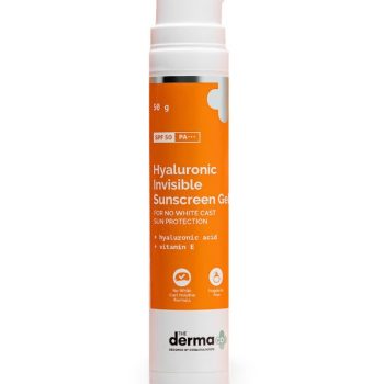 The Derma Co Hyaluronic Invisible Sunscreen Gel  for No White Cast Sun Protection SPF 50, PA++++ - 50g